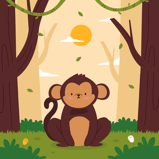 Ilustración de la colección de animales de safari platos y lindos