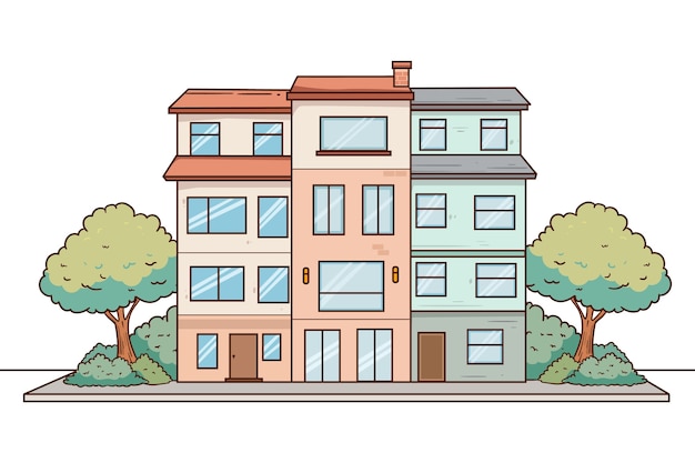 Ilustración de la colección de apartamentos dibujada a mano