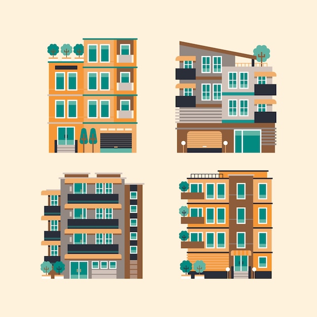 Ilustración de la colección de apartamentos planos