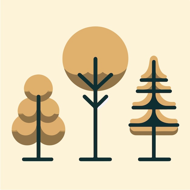 Ilustración de una colección de árboles en un estilo de diseño plano