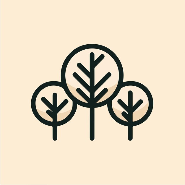 Ilustración de una colección de árboles en un estilo de diseño plano