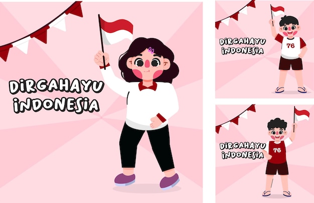 ilustración de la colección del día de la independencia de indonesia