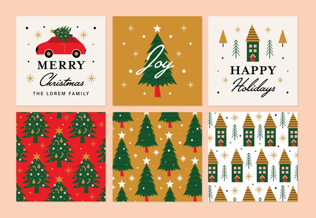 Ilustración de colección de etiquetas y pegatinas de Navidad