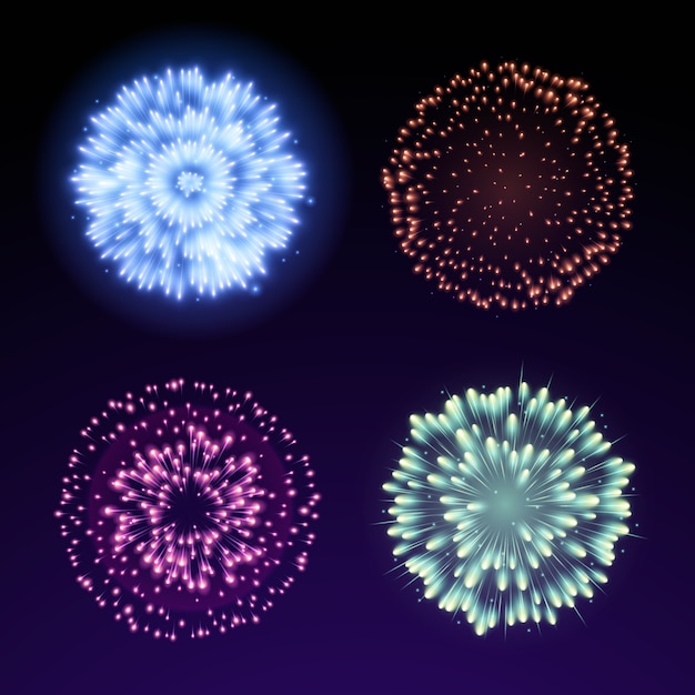 Ilustración de la colección de fuegos artificiales en gradiente