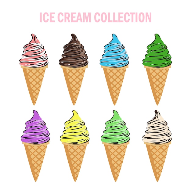 Ilustración de colección de helados