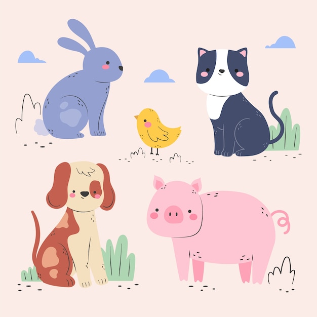 Ilustración de la colección de personajes platos y lindos