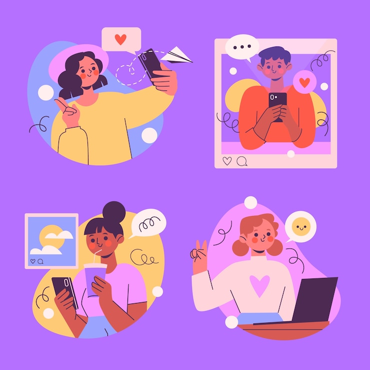 Vector ilustración de la colección de redes sociales dibujada a mano