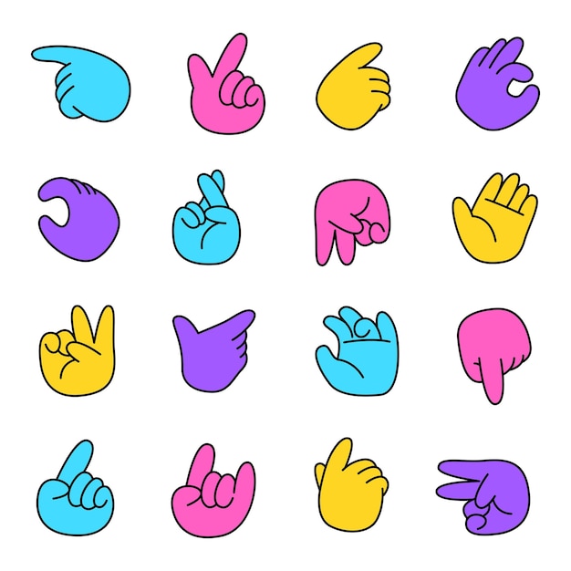 Ilustración de la colección de signos de mano dibujada a mano
