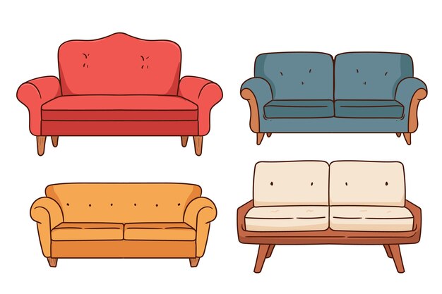 Ilustración de la colección de sofás dibujada a mano