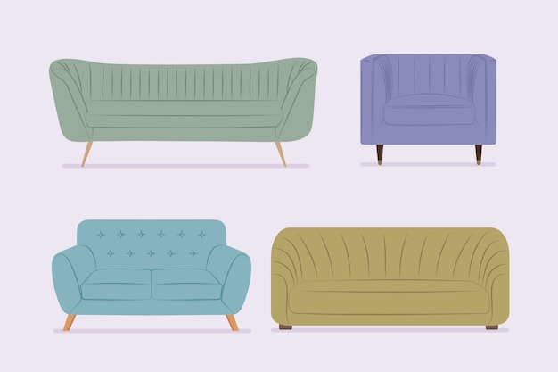 Ilustración de la colección de sofás planos