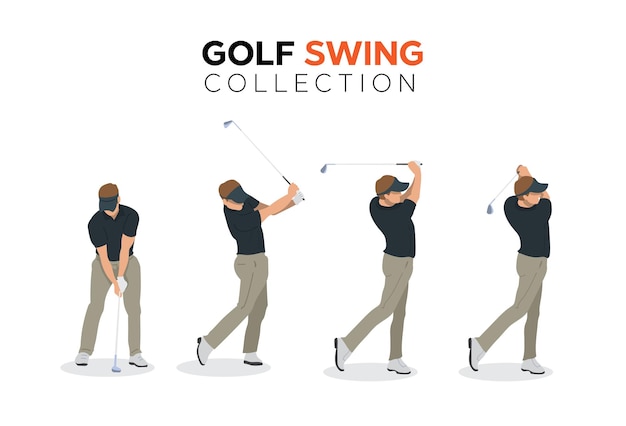 Vector ilustración de colección de swing de golf