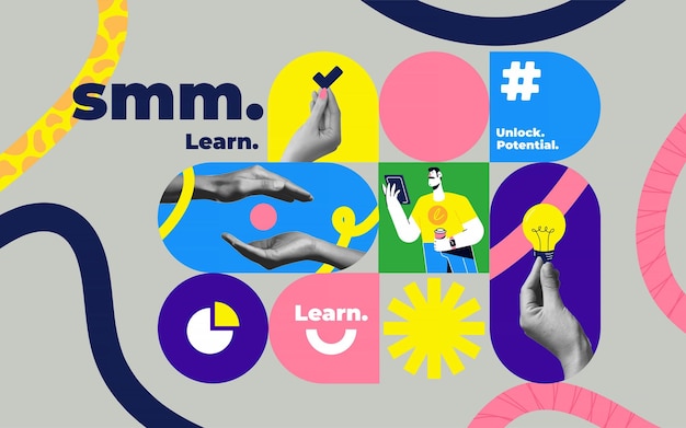 Ilustración de collage geométrico moderno de Smm