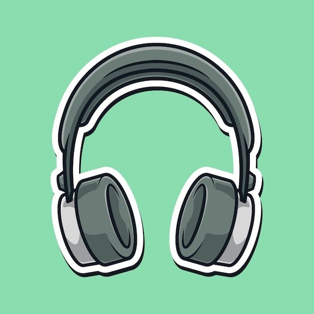 Ilustración a color de auriculares estéticos para la plantilla de pegatina y logotipo