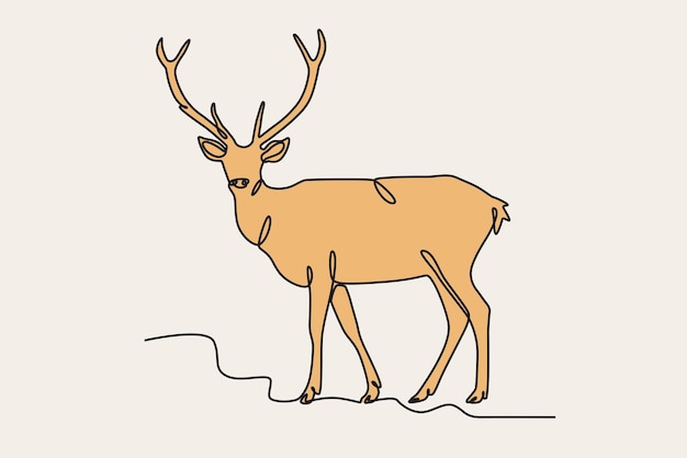 Ilustración en color de un ciervo dibujo en línea