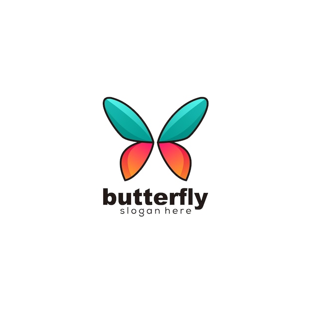 Ilustración de color degradado de plantilla de logotipo de mariposa