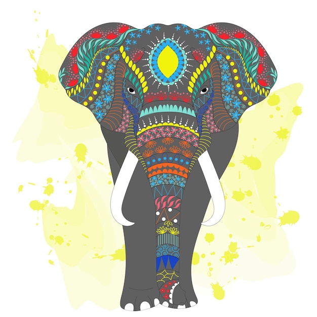 Vector ilustración color elefante