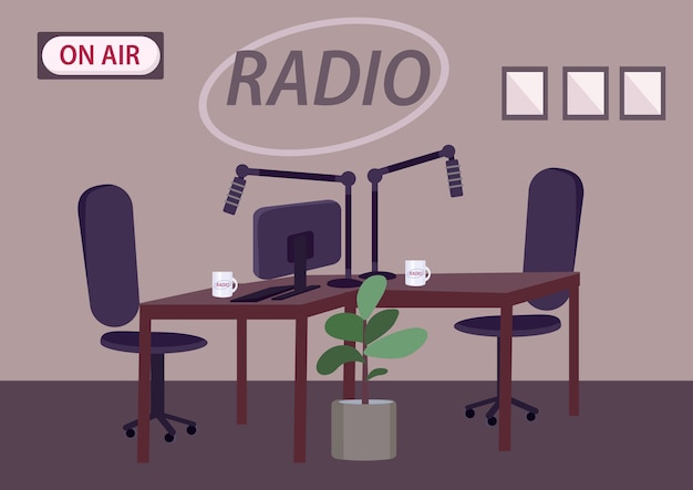 Ilustración de color de estudio de radio vacía