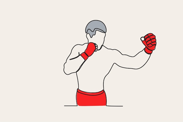 Ilustración en color de un hombre atacando a un oponente dibujo en línea de UFC