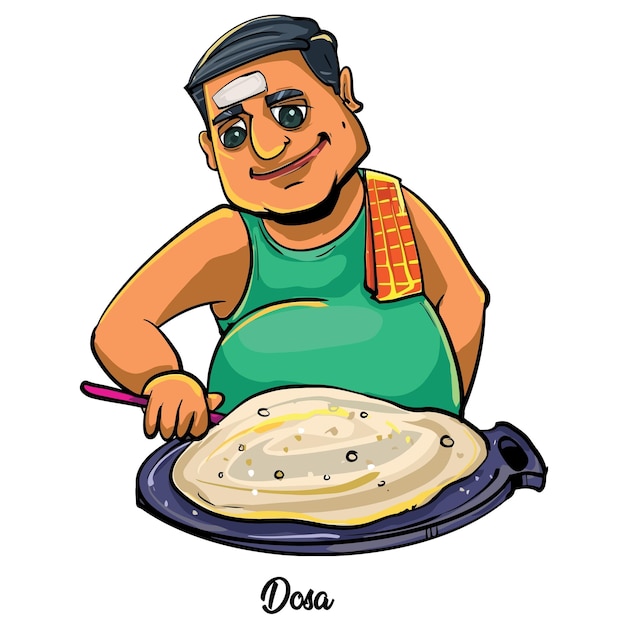 Vector ilustración en color de un hombre haciendo dosa