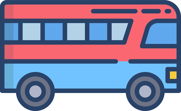 Ilustración en color lineal del autobús