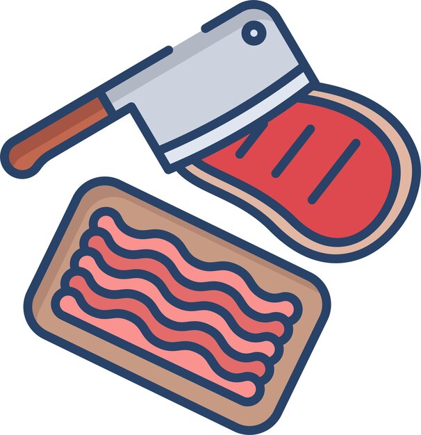 Ilustración en color lineal de carne molida cortada