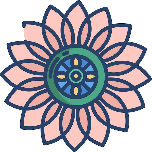 Ilustración en color lineal de Kolam