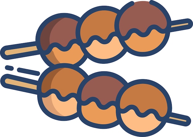 Ilustración en color lineal de Takoyaki