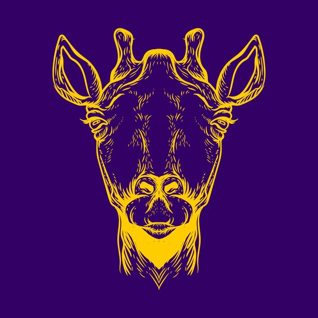 ilustración de color neón girafe