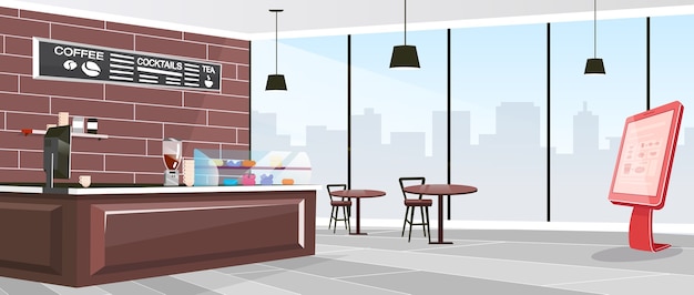 Vector ilustración de color plano de cafetería interior