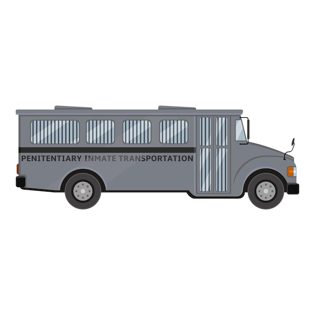 Ilustración de color plano de vector de autobús de prisión gris