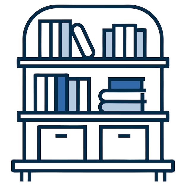 Ilustración en color de la silueta de la estantería minimalista