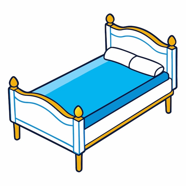 Ilustración de color y silueta del vector de la cama