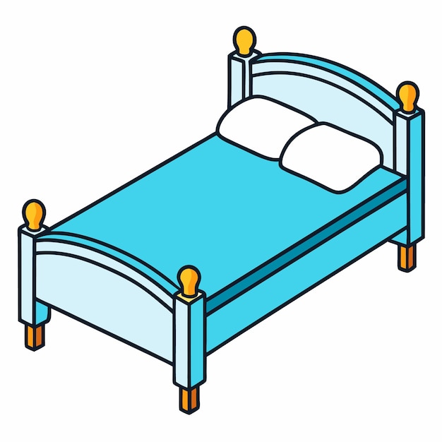 Ilustración de color y silueta del vector de la cama