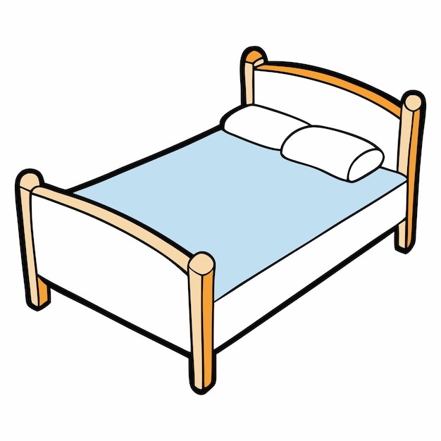 Ilustración de color y silueta del vector de la cama
