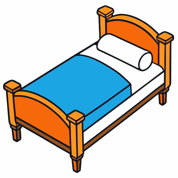 Ilustración de color y silueta del vector de la cama