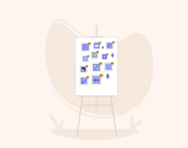 Ilustración en color del vector de tokens no fungibles de NFT
