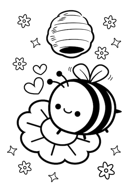 Ilustración para colorear de una abeja