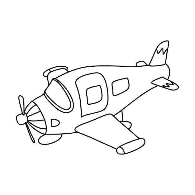 Ilustración para colorear para niños con avión