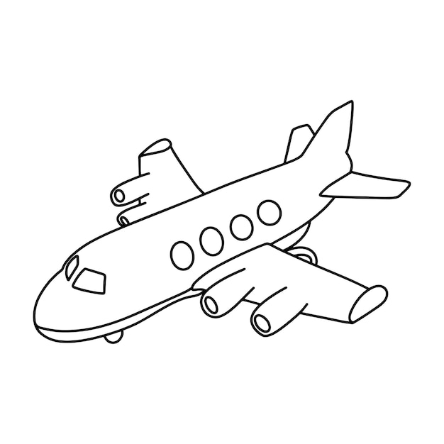 Ilustración para colorear para niños con avión