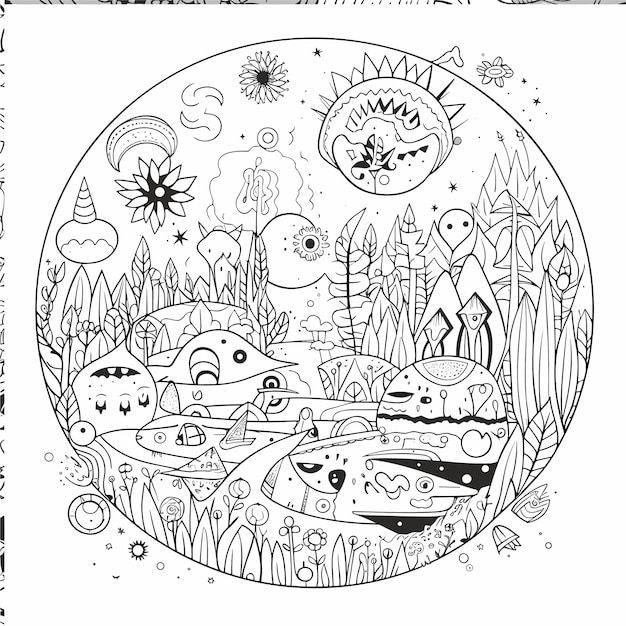 Ilustración para colorear la página del libro