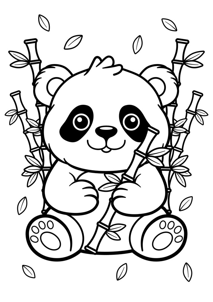 Ilustración para colorear de un panda lindo