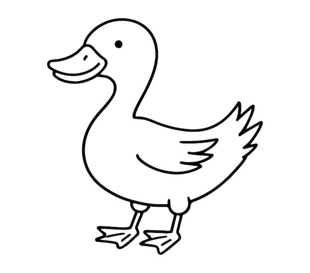 Ilustración de coloreo de animales de pato para el jardín de infantes