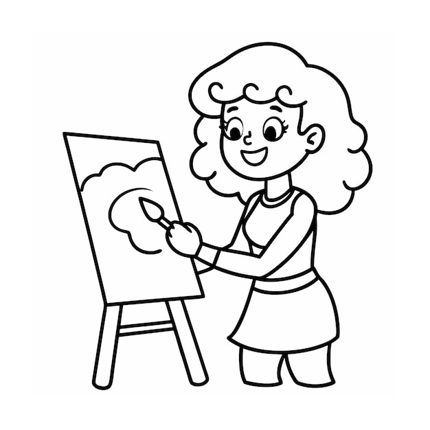 Ilustración de coloreo de dibujos animados de moda dibujada a mano