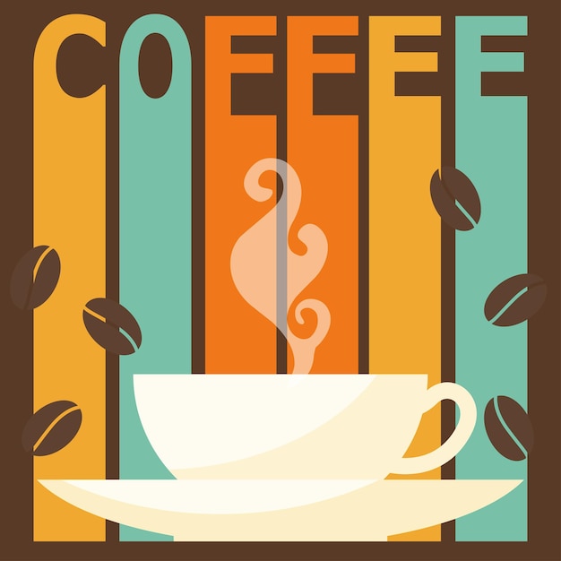 Vector ilustración de colores brillantes sobre el tema de la hora del café para usar en el diseño de tarjetas, invitaciones, carteles, pancartas, carteles, menús o portadas de vallas publicitarias