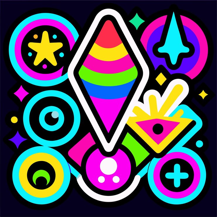 Vector una ilustración colorida de un arco iris con una estrella en él