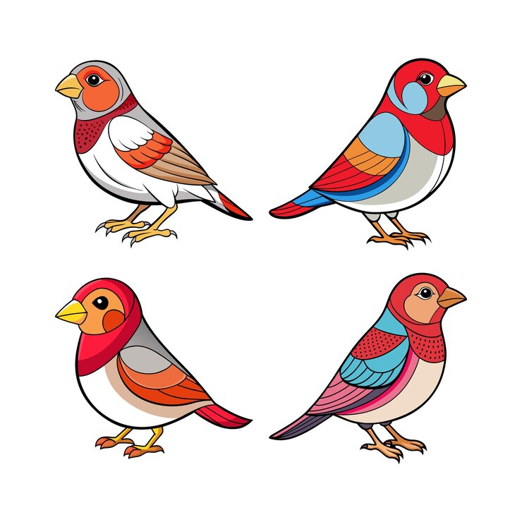 Vector ilustración colorida de las aves