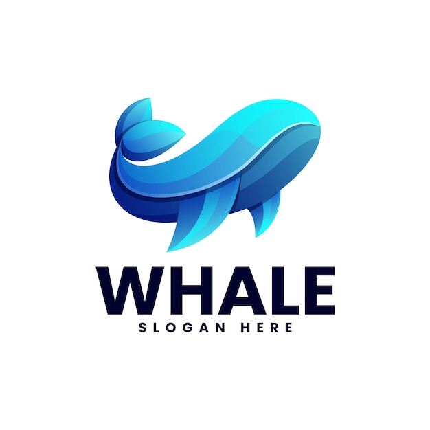Ilustración colorida de la ballena y logotipo simple