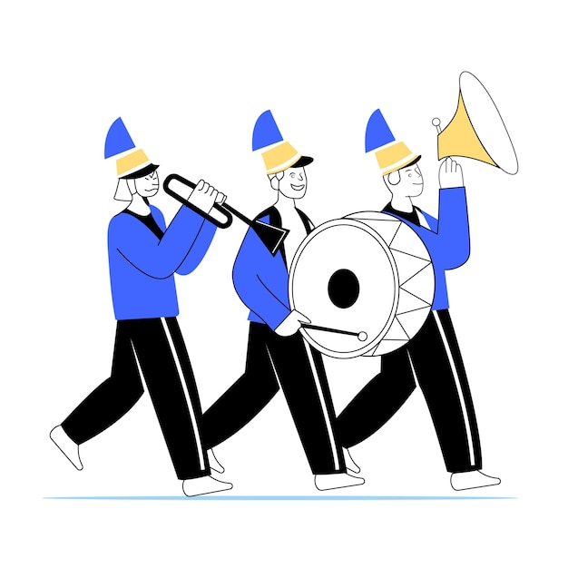 Ilustración colorida de una banda de música