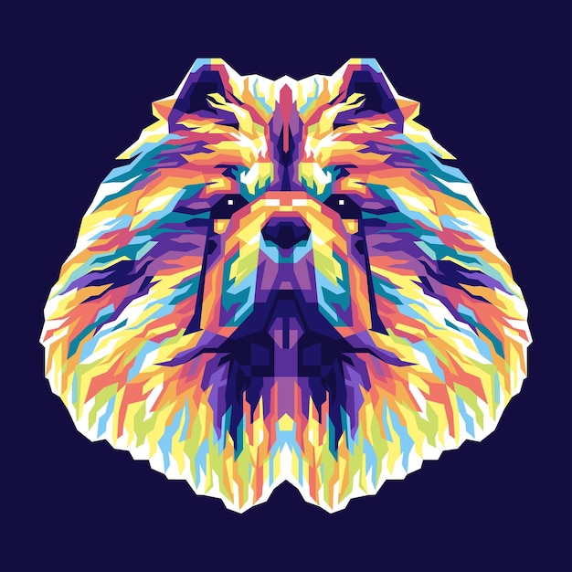 Ilustración colorida cabeza de perro con estilo pop art