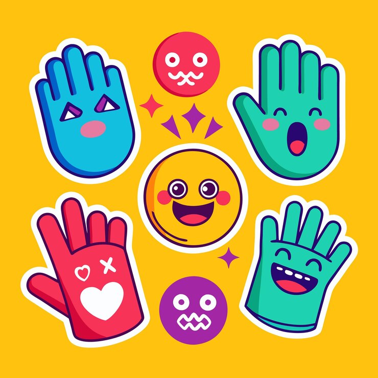 Vector ilustración colorida de caras adhesivas dibujadas a mano
